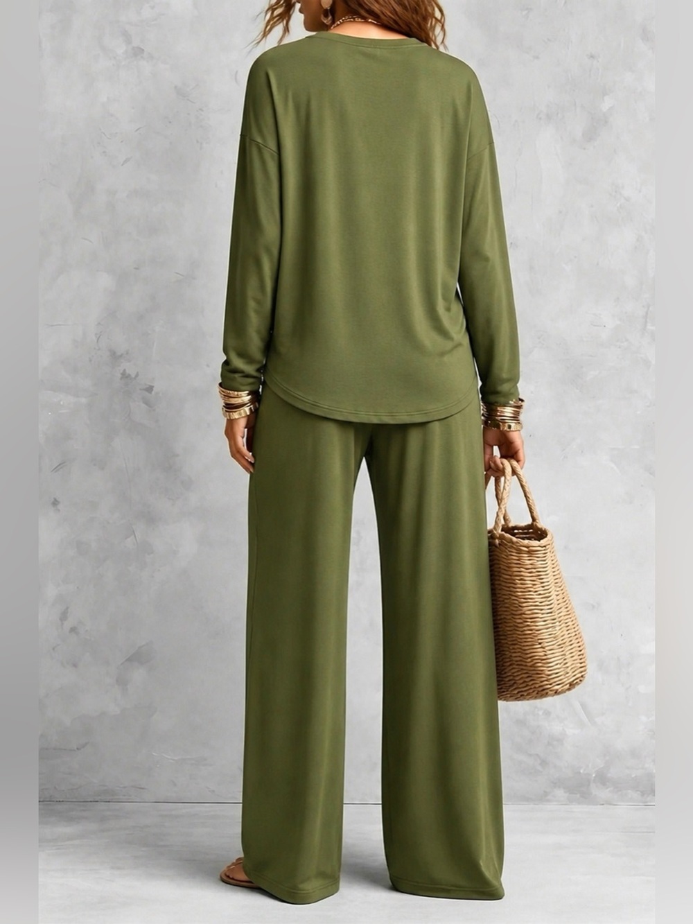 Long Sleeve Top and Wide-Leg Pants Set - Picture 5 of 7